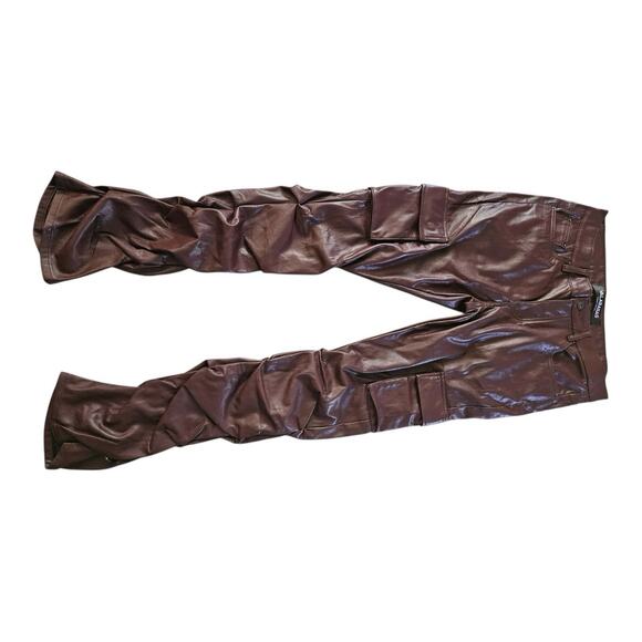 Valabasas Cerniera Poly Stacked Maroon jeans Size 34 X 34 With Cargo Pockets - Picture 3 of 8